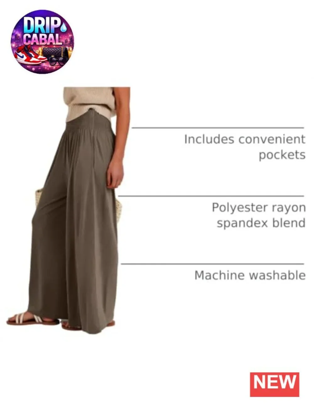 Women's Wide Leg Palazzo Pants High Waisted Smocked Lounge Pants with Pockets